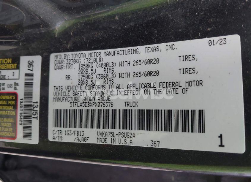 Photo 9 of 2023 Toyota Tundra SR5 (VIN 5TFLA5DBXPX076376)