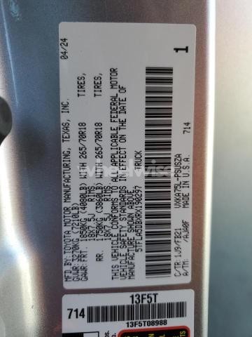 2024 TOYOTA TUNDRA CREWMAX SR (VIN 5TFLA5DBXRX190297) main photo