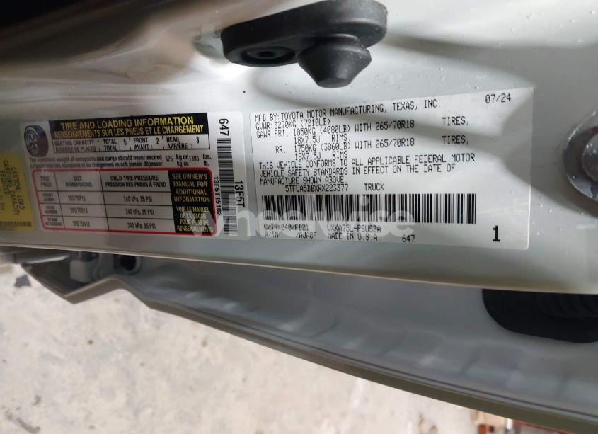 Photo 9 of 2024 Toyota Tundra SR5 (VIN 5TFLA5DBXRX223377)