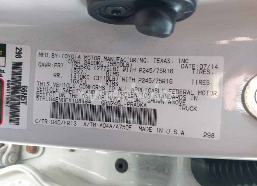 Photo 9 of 2014 Toyota Tacoma BASE V6 (VIN 5TFLU4EN0EX108484)