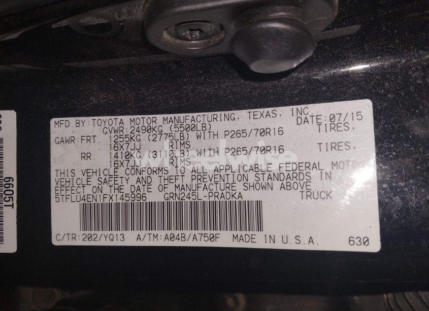 Photo 9 of 2015 Toyota Tacoma TRD PRO (VIN 5TFLU4EN1FX145996)