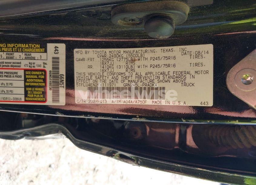 Photo 9 of 2015 Toyota Tacoma DOUBLE CAB/TRD PRO (VIN 5TFLU4EN2FX111971)