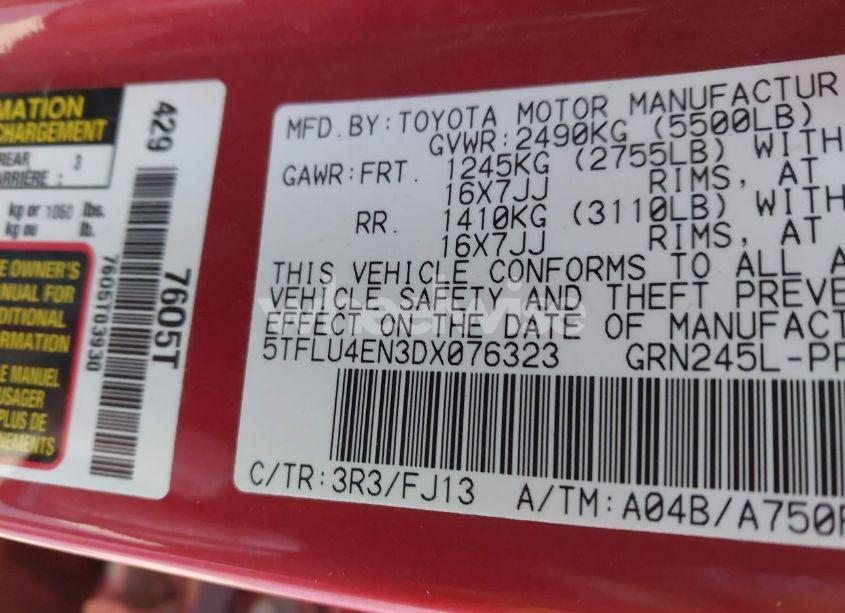 Photo 9 of 2013 Toyota Tacoma DOUBLE CAB (VIN 5TFLU4EN3DX076323)