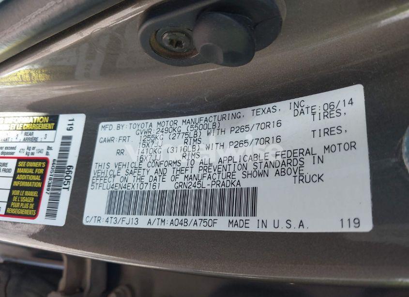 Photo 9 of 2014 Toyota Tacoma DOUBLE CAB (VIN 5TFLU4EN4EX107161)