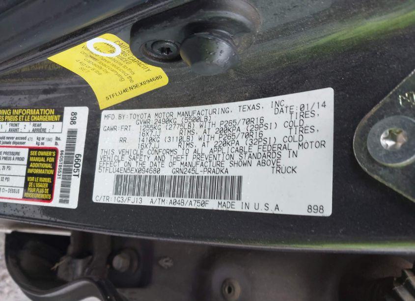 Photo 9 of 2014 Toyota Tacoma DOUBLE CAB (VIN 5TFLU4EN5EX094680)