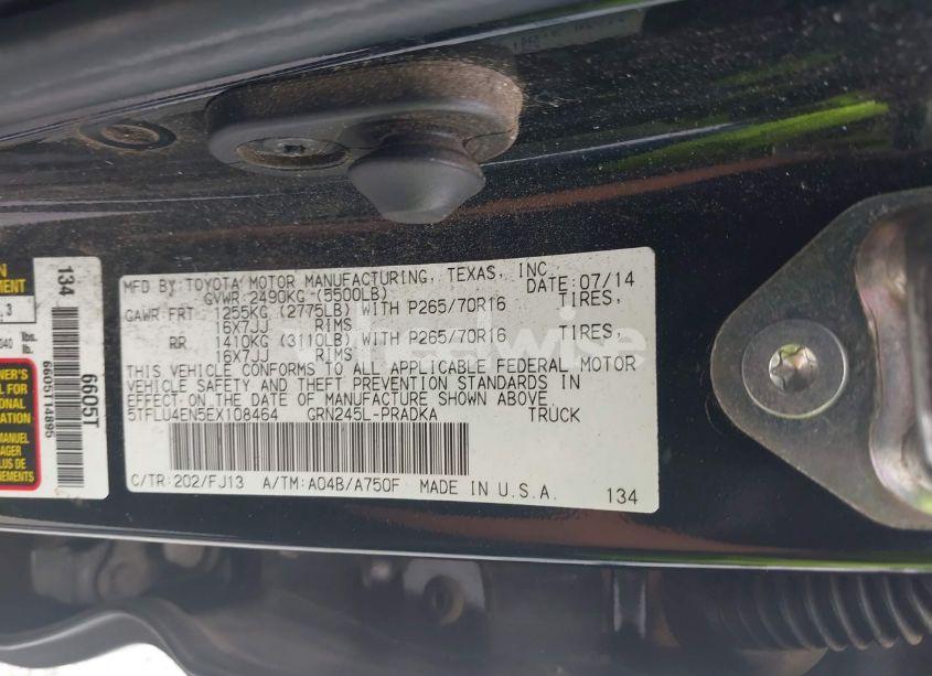 Photo 9 of 2014 Toyota Tacoma BASE V6 (VIN 5TFLU4EN5EX108464)