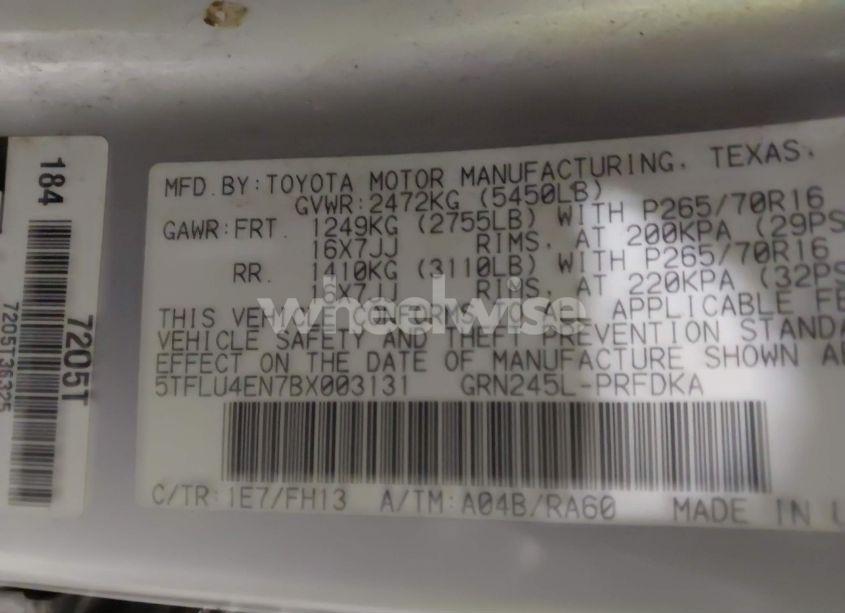Photo 9 of 2011 Toyota Tacoma DOUBLE CAB (VIN 5TFLU4EN7BX003131)