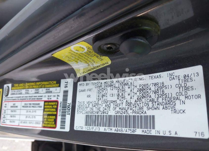 Photo 9 of 2013 Toyota Tacoma DOUBLE CAB (VIN 5TFLU4EN8DX072042)