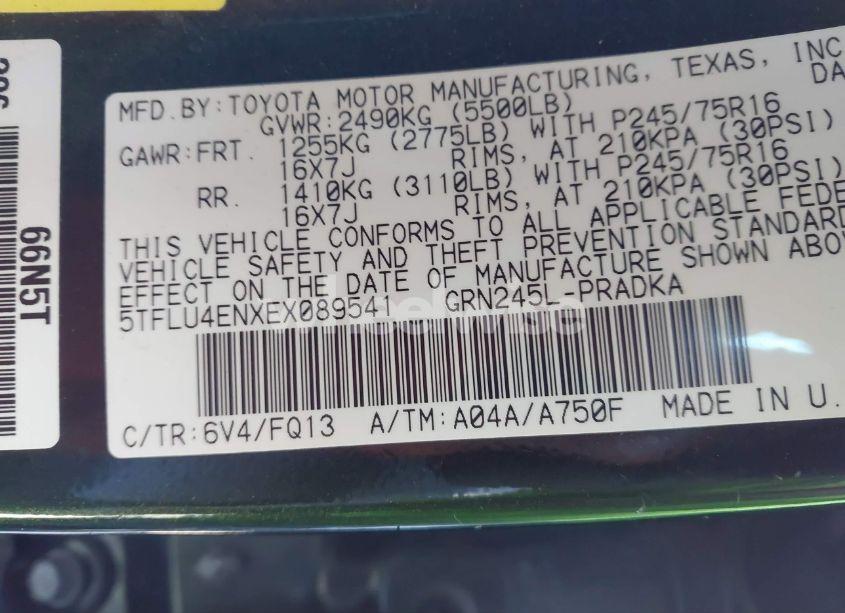 Photo 9 of 2014 Toyota Tacoma BASE V6 (VIN 5TFLU4ENXEX089541)