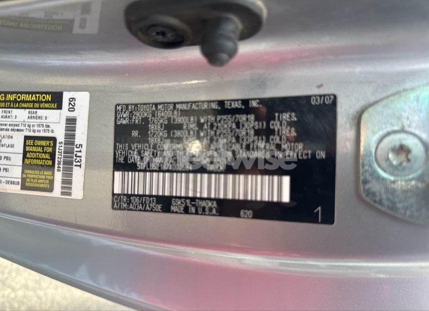 Photo 9 of 2007 Toyota Tundra (VIN 5TFLU52187X002584)