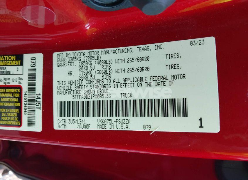 Photo 9 of 2023 Toyota Tundra 1794 EDITION (VIN 5TFMA5DB1PX085133)