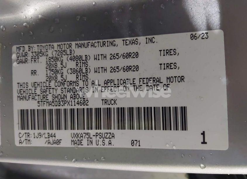 Photo 9 of 2023 Toyota Tundra 1794 EDITION (VIN 5TFMA5DB3PX114602)