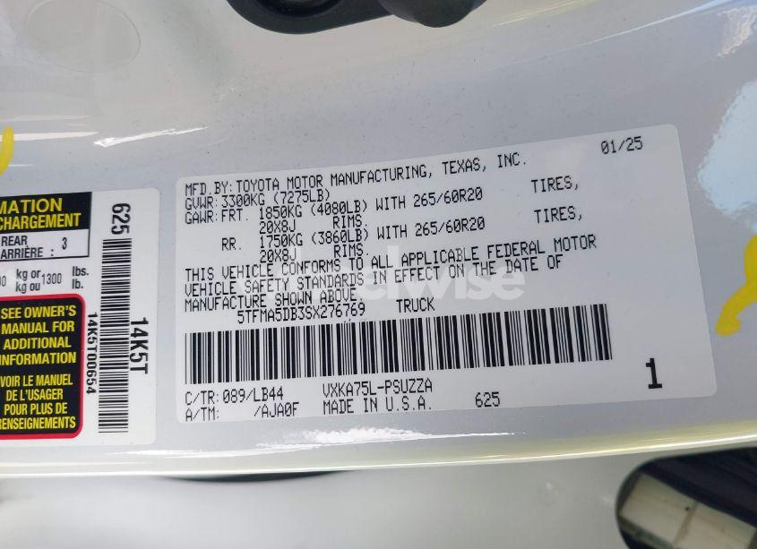 Photo 9 of 2025 Toyota Tundra 1794 EDITION 4WD (VIN 5TFMA5DB3SX276769)