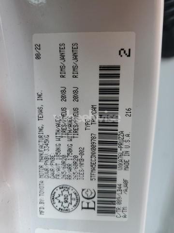 Photo 5 of 2022 TOYOTA TUNDRA CREWMAX PLATINUM (VIN 5TFMA5EC3NX009787)