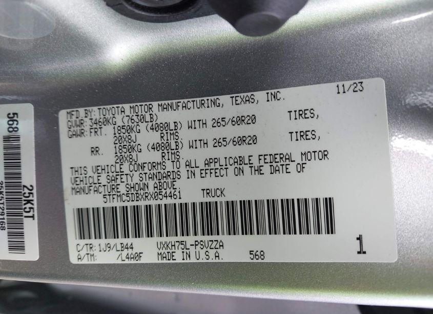 Photo 9 of 2024 Toyota Tundra HYBRID 1794 EDITION (VIN 5TFMC5DBXRX054461)