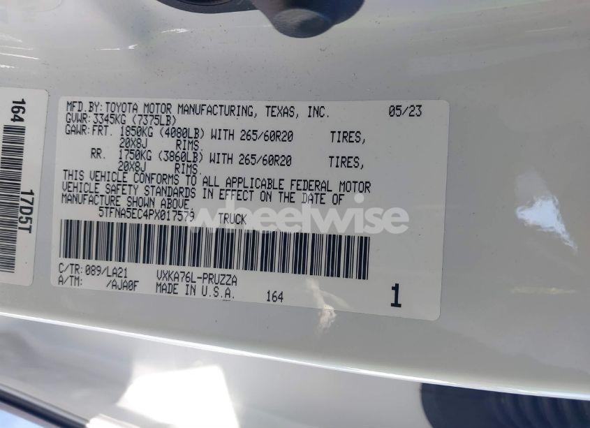 Photo 9 of 2023 Toyota Tundra PLATINUM (VIN 5TFNA5EC4PX017579)