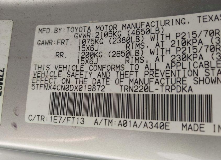 Photo 9 of 2013 Toyota Tacoma (VIN 5TFNX4CN0DX019872)