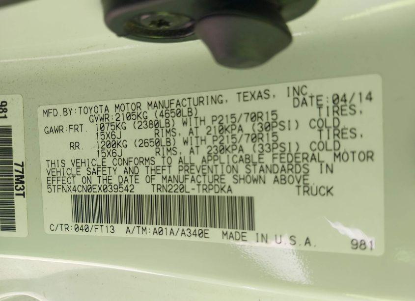 Photo 9 of 2014 Toyota Tacoma (VIN 5TFNX4CN0EX039542)