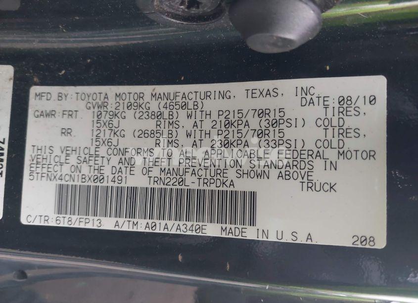 Photo 9 of 2011 Toyota Tacoma (VIN 5TFNX4CN1BX001491)