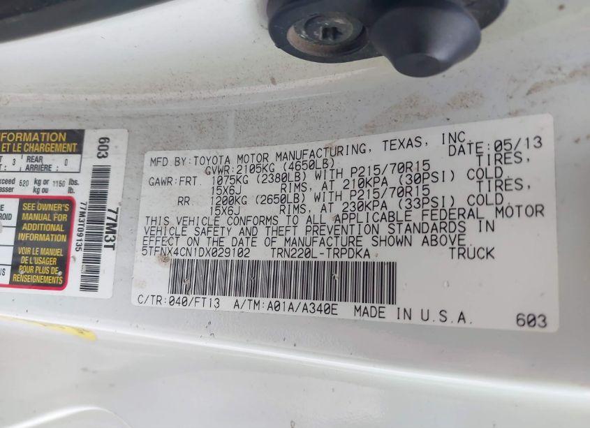 Photo 9 of 2013 Toyota Tacoma (VIN 5TFNX4CN1DX029102)