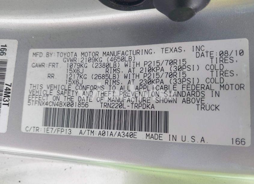 Photo 9 of 2011 Toyota Tacoma (VIN 5TFNX4CN4BX001856)