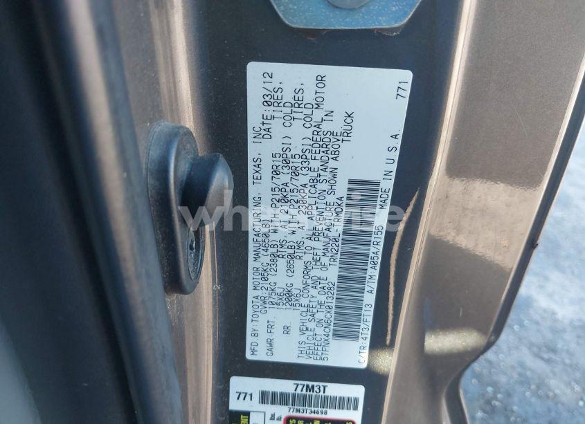 Photo 9 of 2012 Toyota Tacoma (VIN 5TFNX4CN6CX013282)