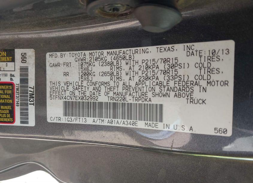 Photo 9 of 2014 Toyota Tacoma (VIN 5TFNX4CN7EX032992)