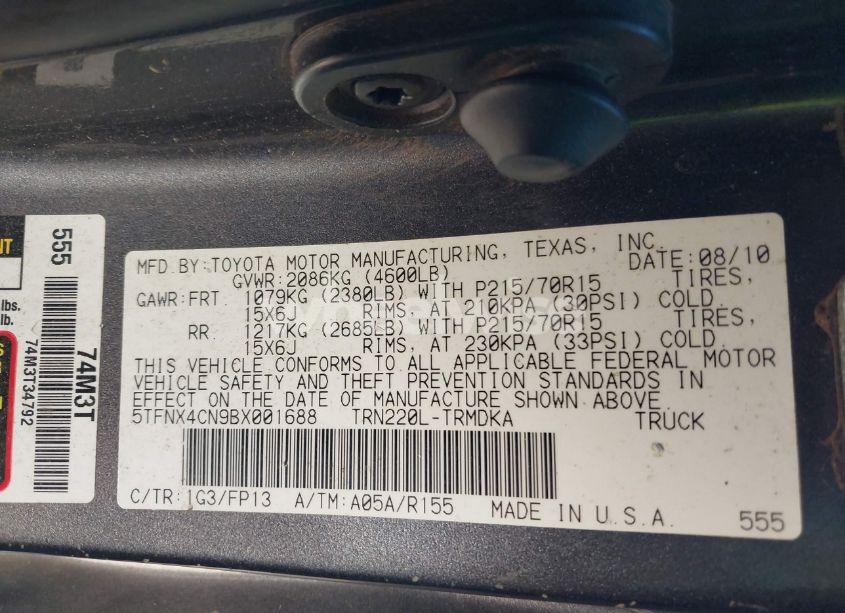 Photo 9 of 2011 Toyota Tacoma (VIN 5TFNX4CN9BX001688)