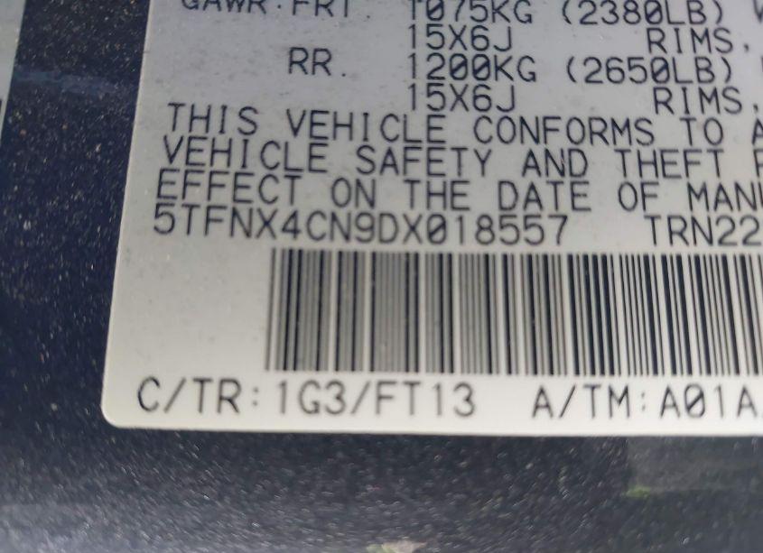 Photo 9 of 2013 Toyota Tacoma (VIN 5TFNX4CN9DX018557)
