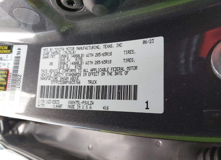 Photo 9 of 2023 Toyota Tundra HYBRID TRD PRO (VIN 5TFPC5DB0PX035766)