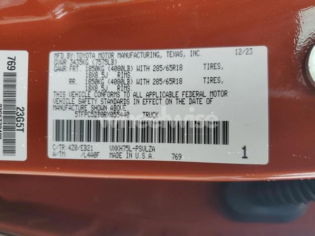 Photo 8 of 2024 TOYOTA TUNDRA CREWMAX LIMITED (VIN 5TFPC5DB0RX055440)