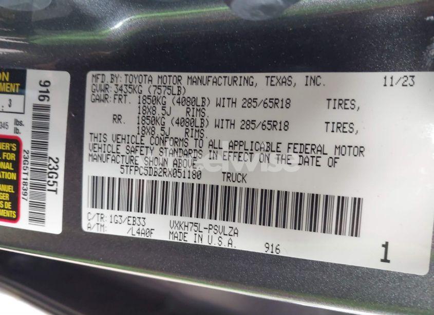 Photo 9 of 2024 Toyota Tundra HYBRID TRD PRO 4WD (VIN 5TFPC5DB2RX051180)