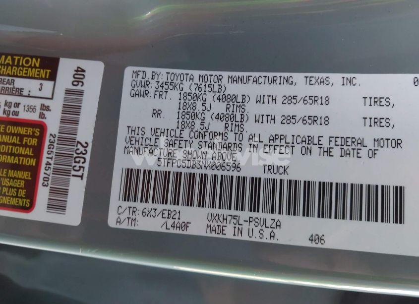 Photo 9 of 2022 Toyota Tundra HYBRID TRD PRO (VIN 5TFPC5DB3NX006596)