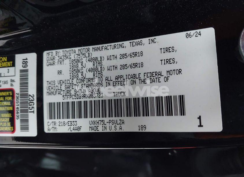 Photo 9 of 2024 Toyota Tundra HYBRID TRD PRO (VIN 5TFPC5DB9RX083723)