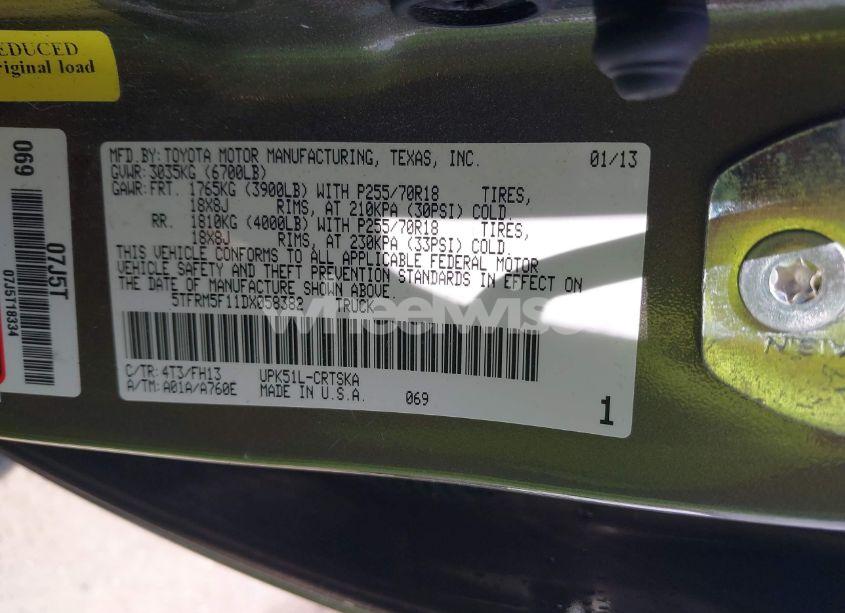 Photo 9 of 2013 Toyota Tundra GRADE 4.6L V8 (VIN 5TFRM5F11DX058382)