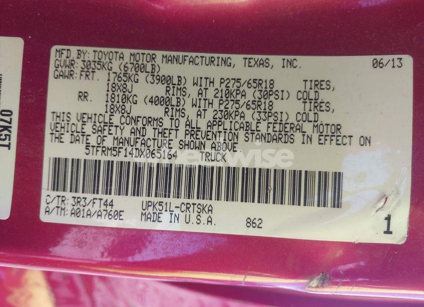 Photo 9 of 2013 Toyota Tundra GRADE 4.6L V8 (VIN 5TFRM5F14DX065164)