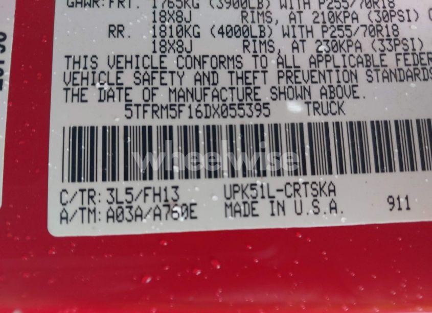 Photo 9 of 2013 Toyota Tundra GRADE 4.6L V8 (VIN 5TFRM5F16DX055395)