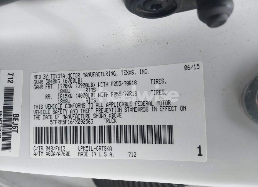 Photo 9 of 2015 Toyota Tundra SR 4.6L V8 (VIN 5TFRM5F16FX092563)