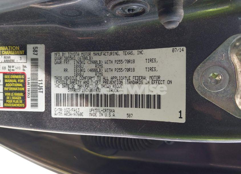 Photo 9 of 2014 Toyota Tundra SR 4.6L V8 (VIN 5TFRM5F19EX080972)