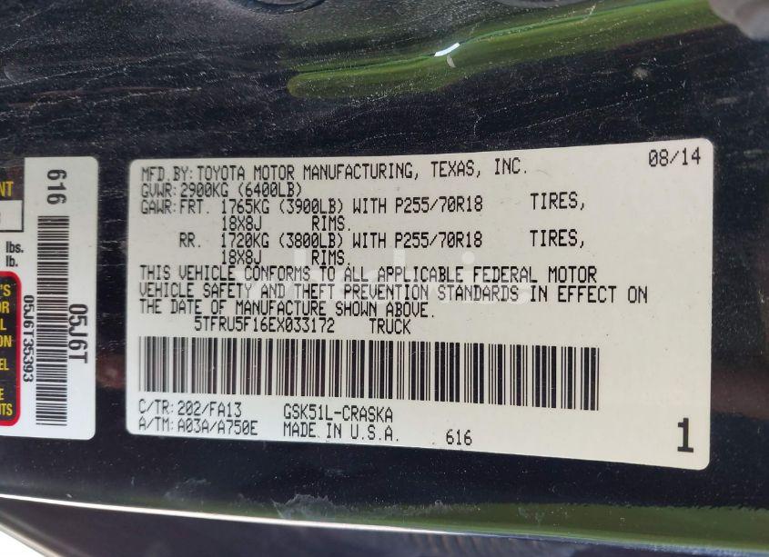 Photo 9 of 2014 Toyota Tundra SR V6 (VIN 5TFRU5F16EX033172)