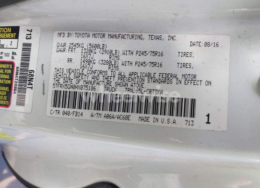 Photo 9 of 2017 Toyota Tacoma SR (VIN 5TFRX5GN0HX075186)