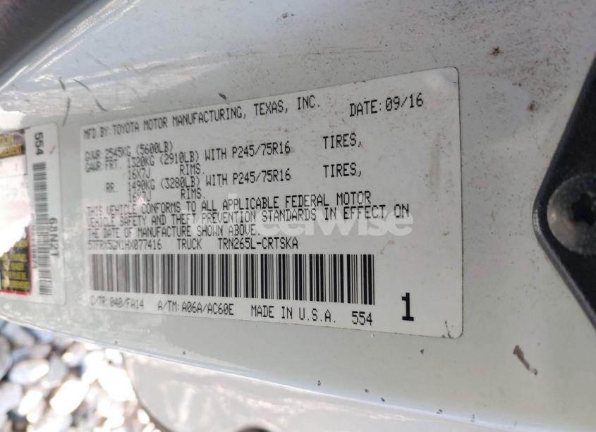 Photo 9 of 2017 Toyota Tacoma SR (VIN 5TFRX5GN1HX077416)