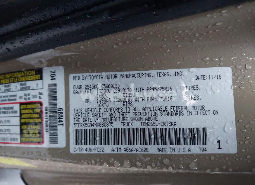 Photo 9 of 2017 Toyota Tacoma SR5 (VIN 5TFRX5GN4HX080875)