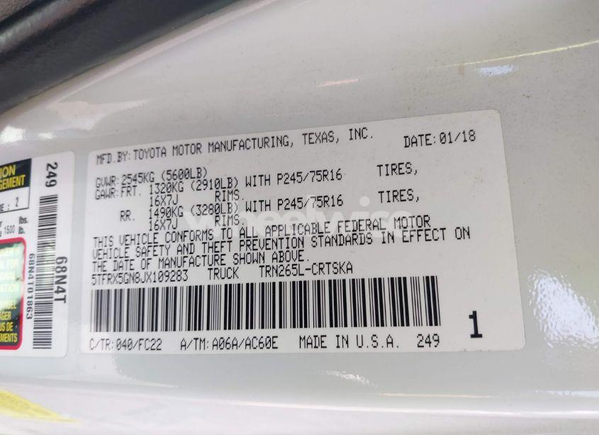 Photo 9 of 2018 Toyota Tacoma SR5 (VIN 5TFRX5GN8JX109283)