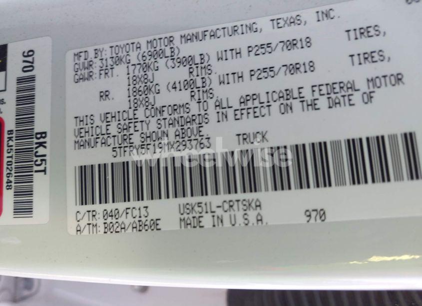 Photo 10 of 2021 Toyota Tundra SR5 (VIN 5TFRY5F19MX293763)