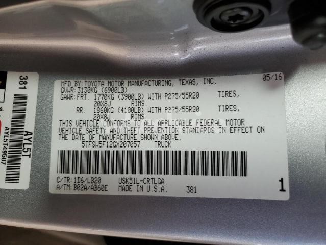 Photo 5 of 2016 TOYOTA TUNDRA DOUBLE CAB LIMITED (VIN 5TFSW5F12GX207057)