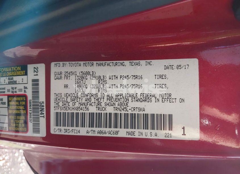 Photo 9 of 2017 Toyota Tacoma SR5 (VIN 5TFSX5EN1HX054156)