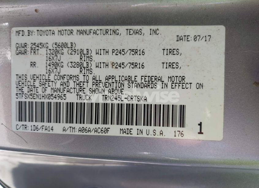 Photo 9 of 2017 Toyota Tacoma SR (VIN 5TFSX5EN1HX054965)