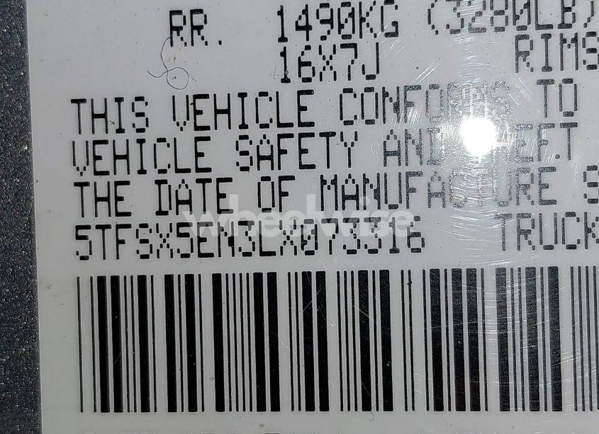 Photo 9 of 2020 Toyota Tacoma SR (VIN 5TFSX5EN3LX073316)