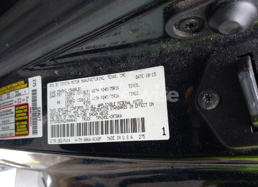 Photo 9 of 2016 Toyota Tacoma SR/SR5 (VIN 5TFSX5ENXGX040643)